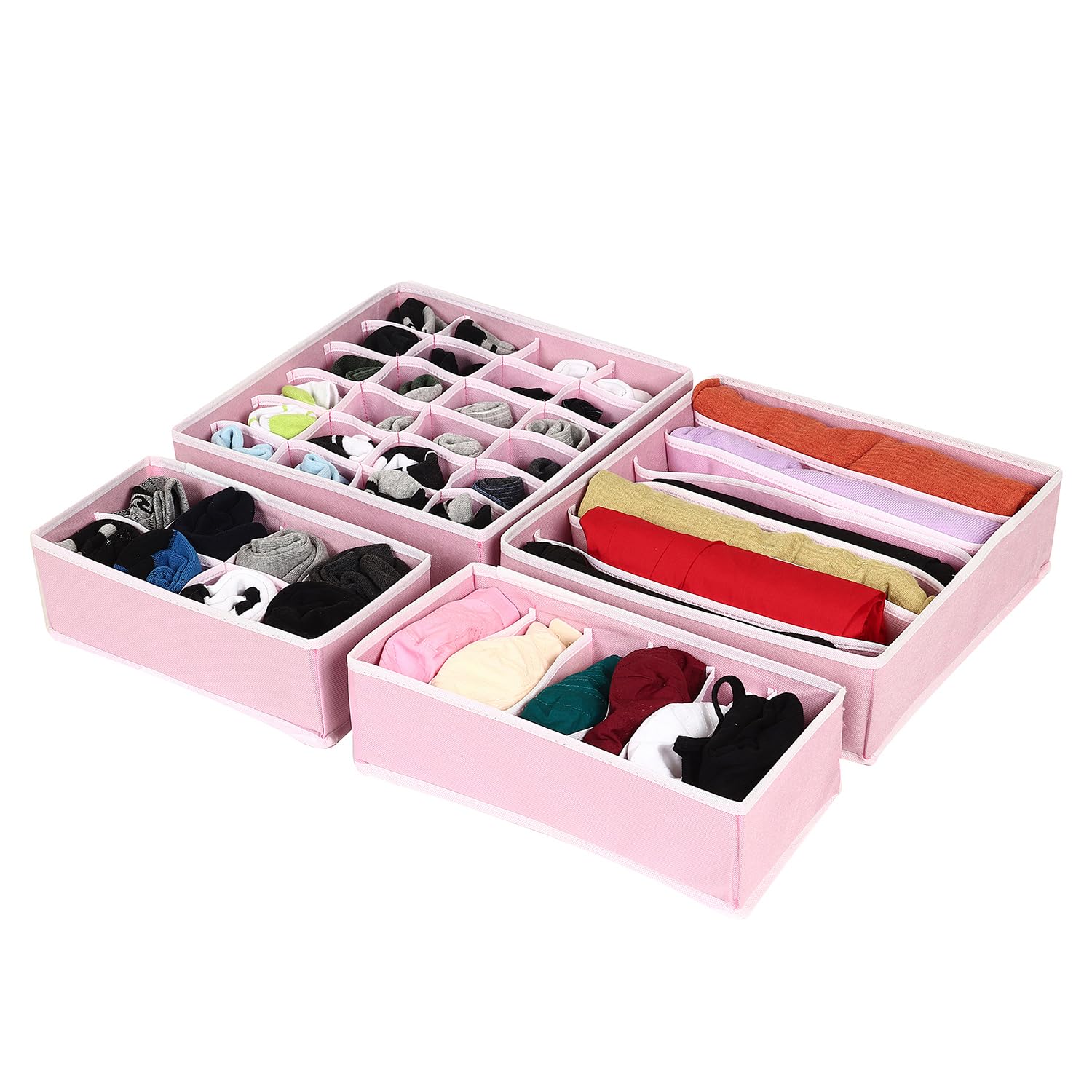 Foldable Storage Box Drawer Divider Organizer Set of 4 - salesmania