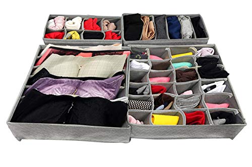 Foldable Storage Box Drawer Divider Organizer Set of 4 - salesmania