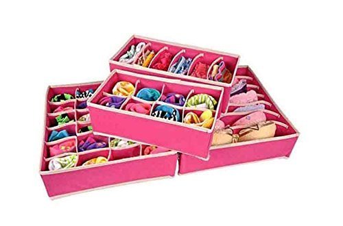Foldable Storage Box Drawer Divider Organizer Set of 4 - salesmania