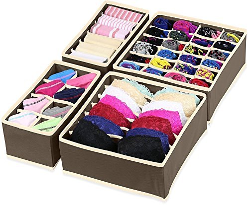Foldable Storage Box Drawer Divider Organizer Set of 4 - salesmania