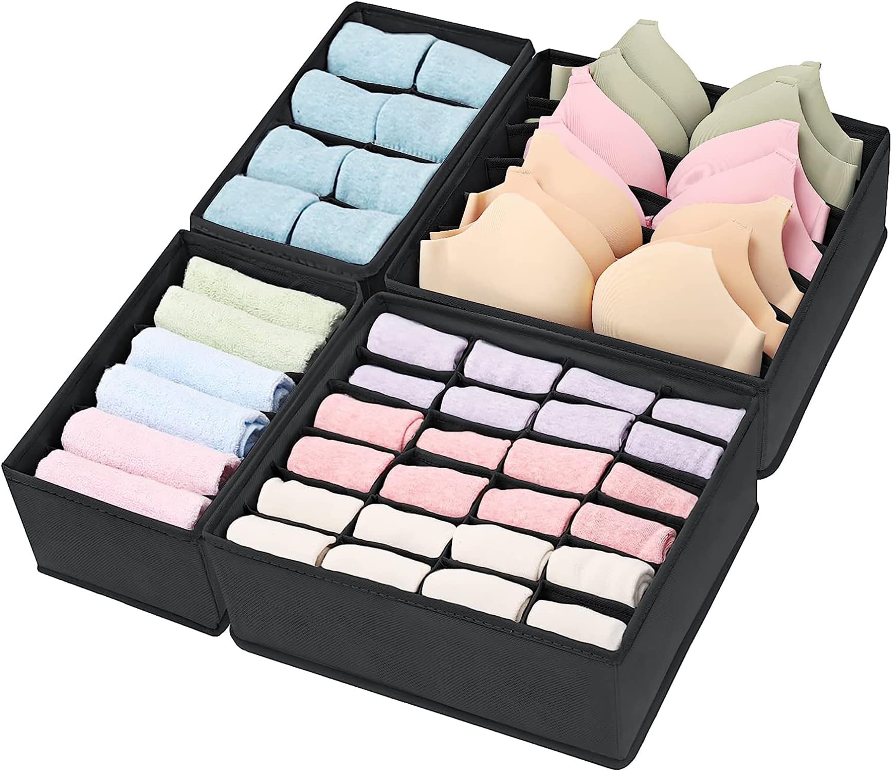 Foldable Storage Box Drawer Divider Organizer Set of 4 - salesmania