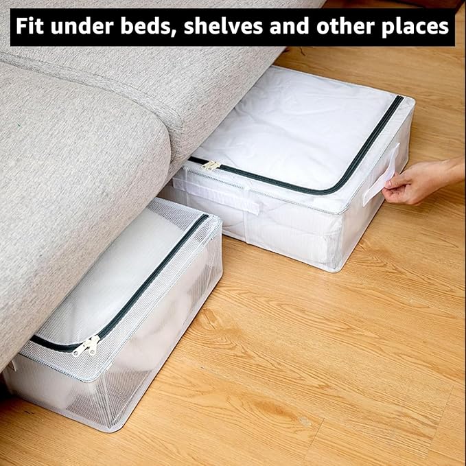 Foldable Transparent Storage Bags with Stainless Steel Frame (Blue, 24L) - salesmania