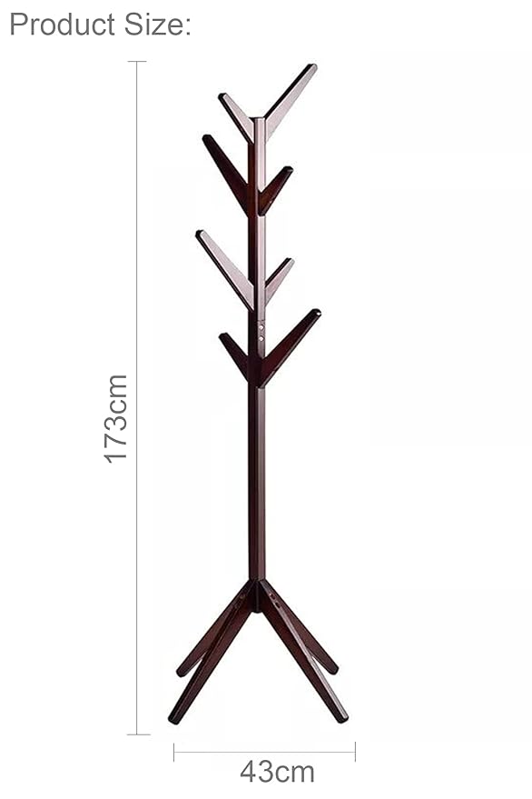 Free Standing Bamboo Coat Rack with 4 Tiers 8 Hooks Bamboo Dark Brown - salesmania
