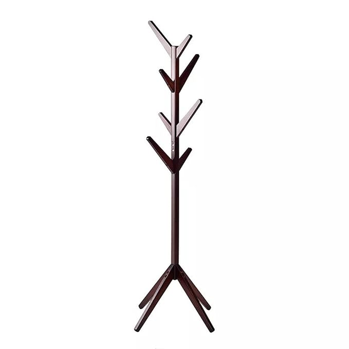 Free Standing Bamboo Coat Rack with 4 Tiers 8 Hooks Bamboo Dark Brown - salesmania