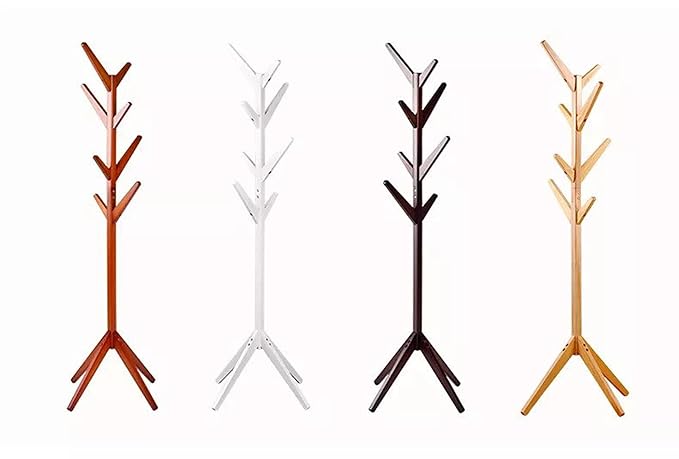 Free Standing Bamboo Coat Rack with 4 Tiers 8 Hooks Bamboo Dark Brown - salesmania