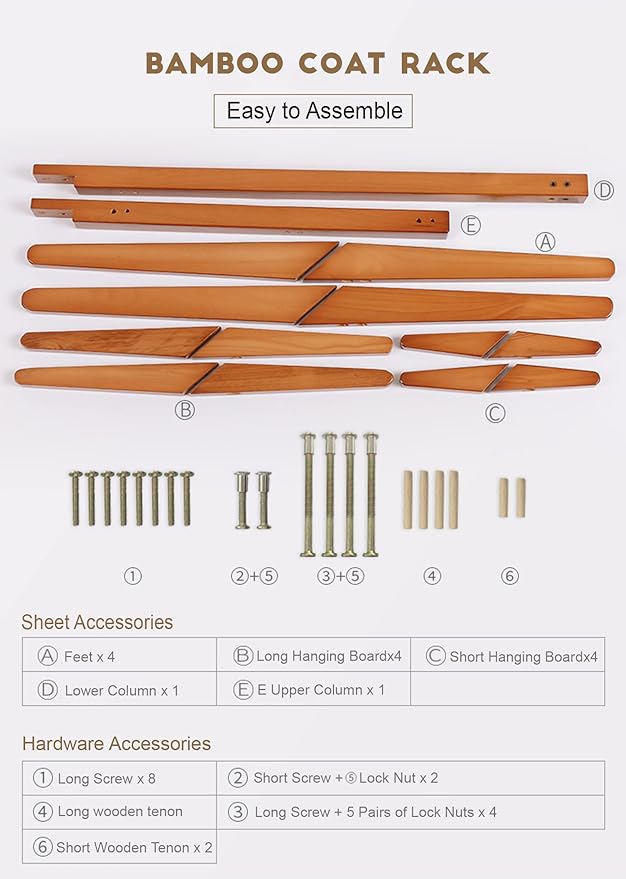 Free Standing Bamboo Coat Rack with 4 Tiers 8 Hooks Bamboo Dark Brown - salesmania