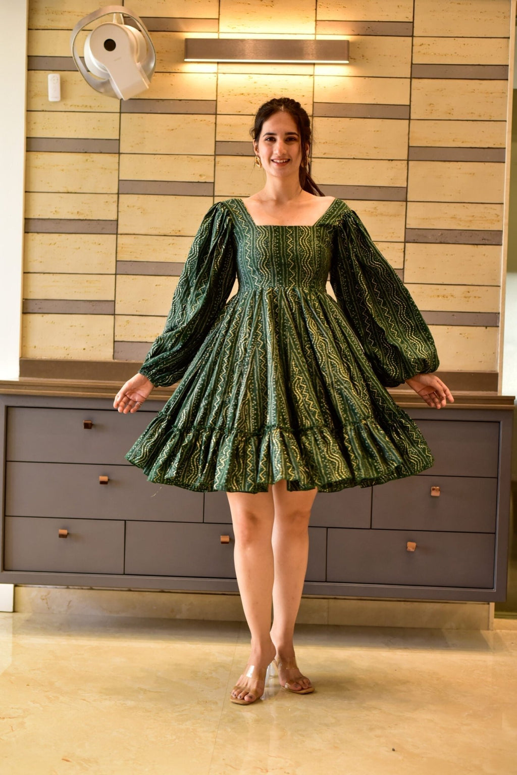 green anchal muslin dress - salesmania