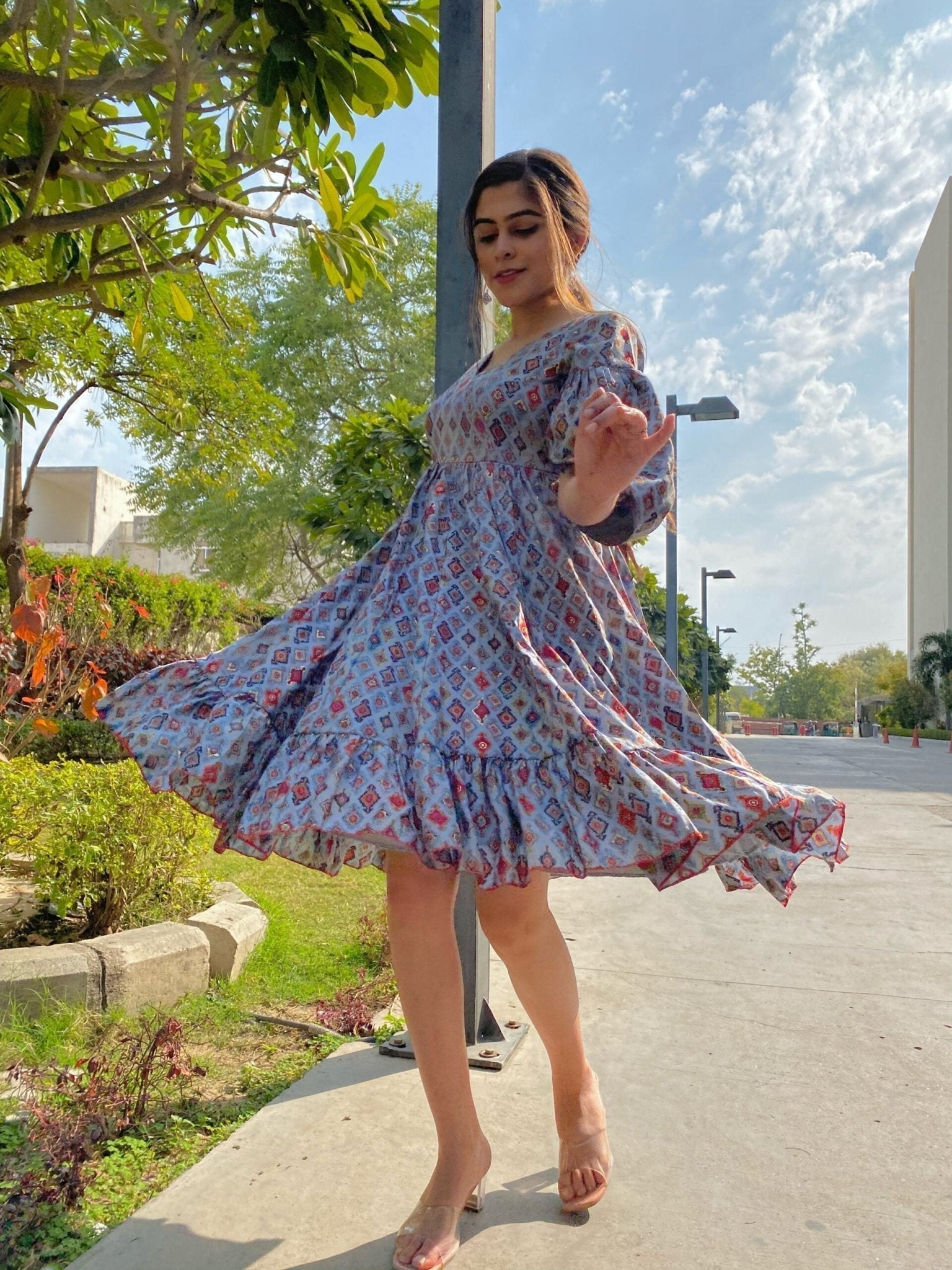 grey muslin dress - salesmania