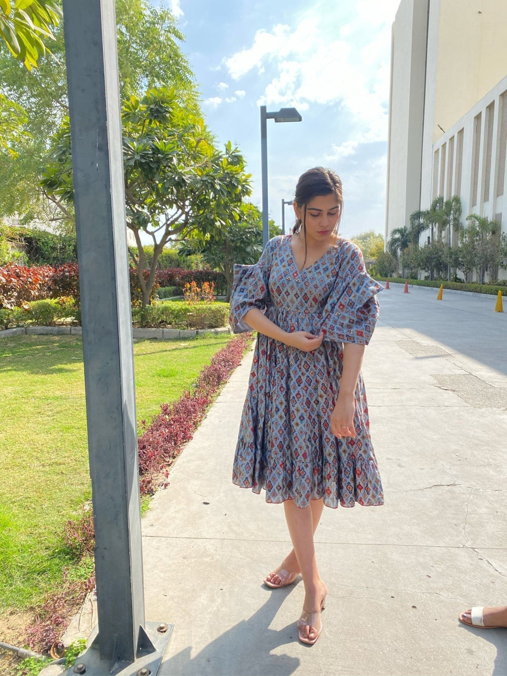 grey muslin dress - salesmania