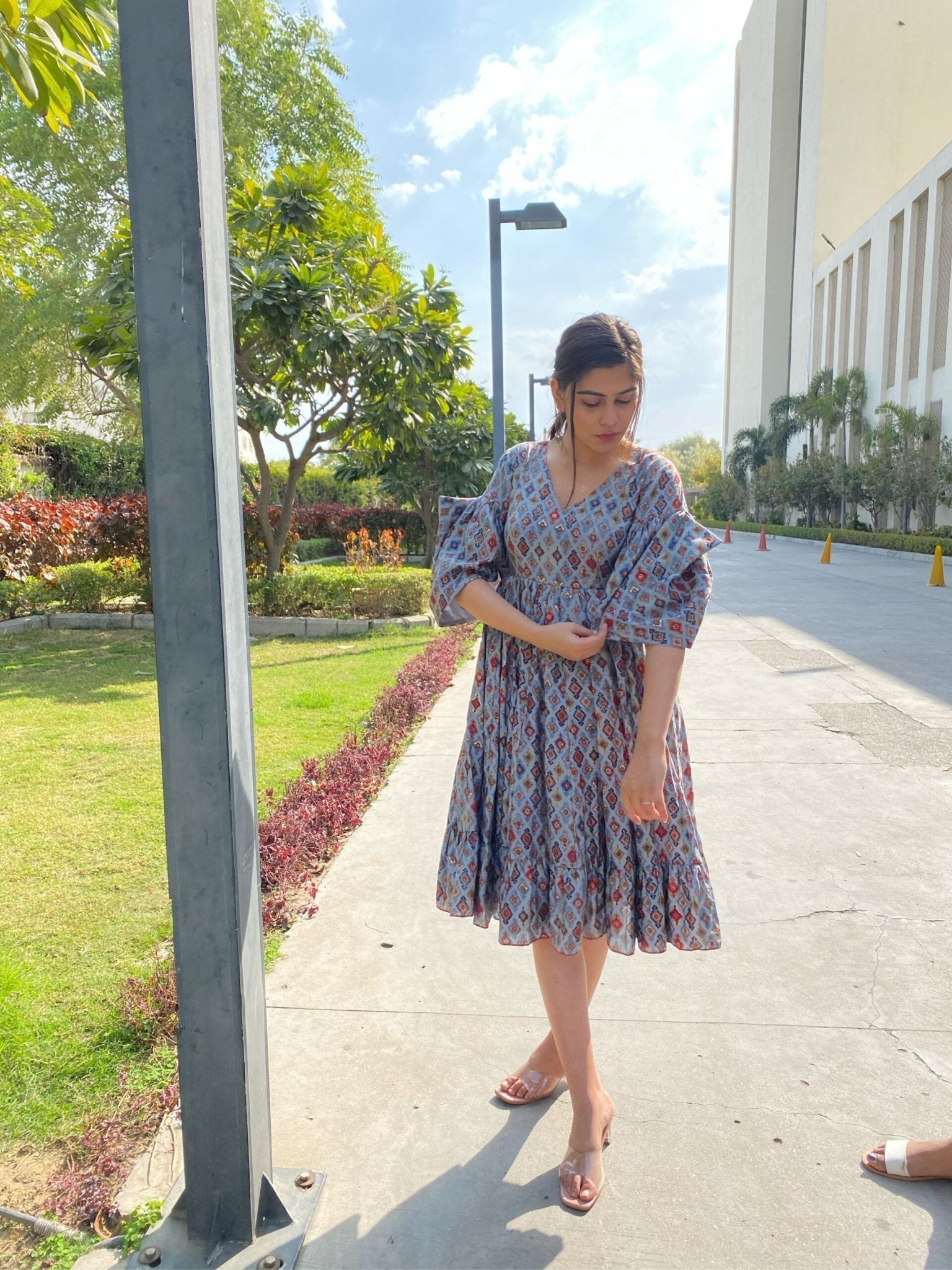 grey muslin dress - salesmania