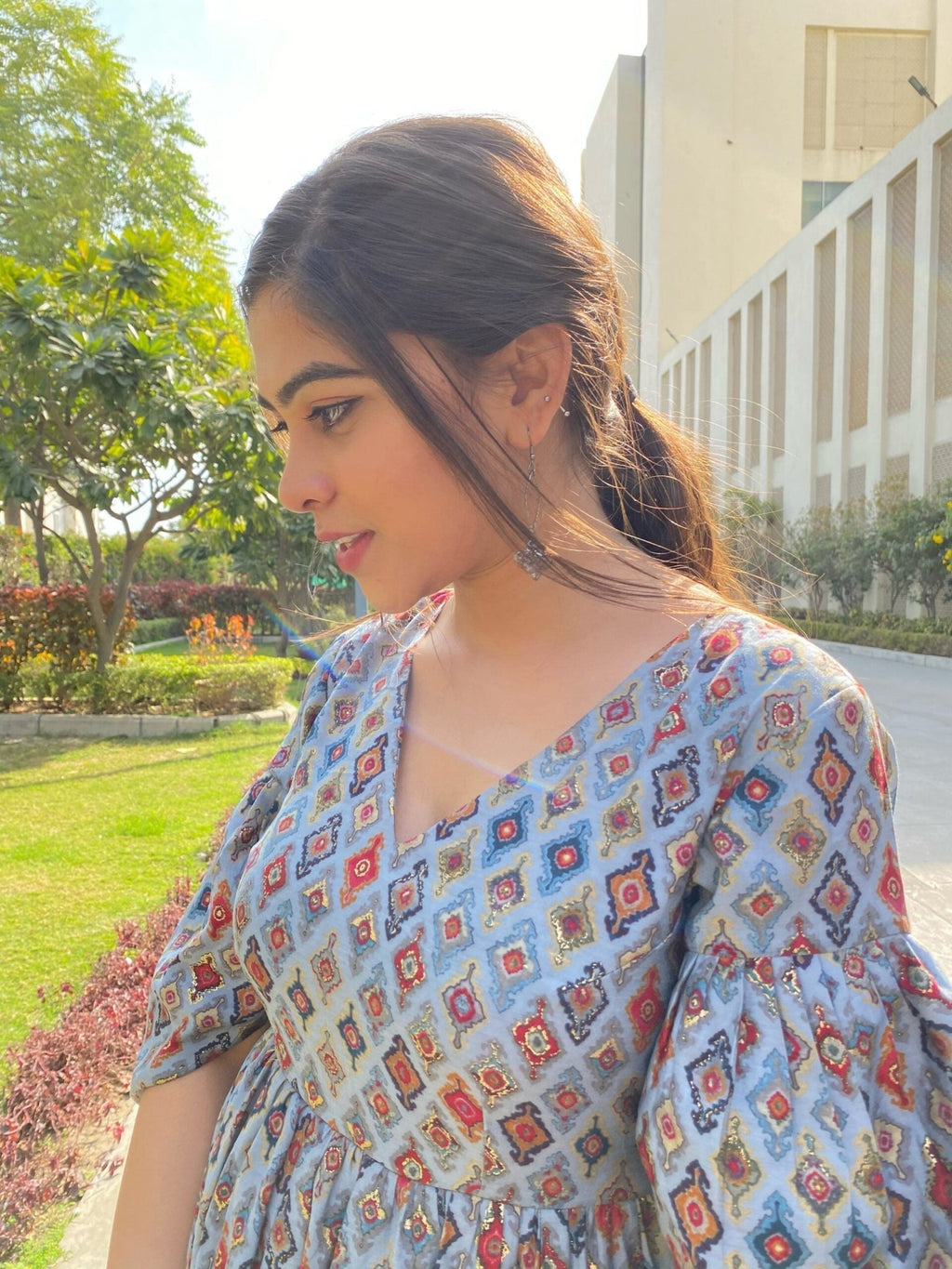 grey muslin dress - salesmania