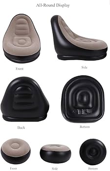 Inflatable Lounge Chair with Ottoman Blow Up Chaise Lounge Air Lazy Sofa Set for Indoor/Outdoor - salesmania