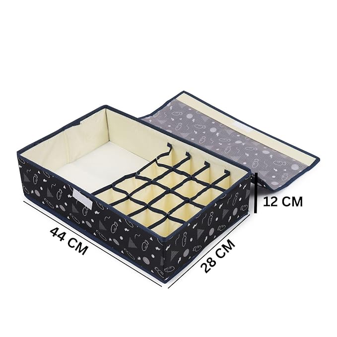 Innerwear Organizer 15+1 Compartment Non - Smell Non Woven (Black Carrot, Rectangular) - salesmania