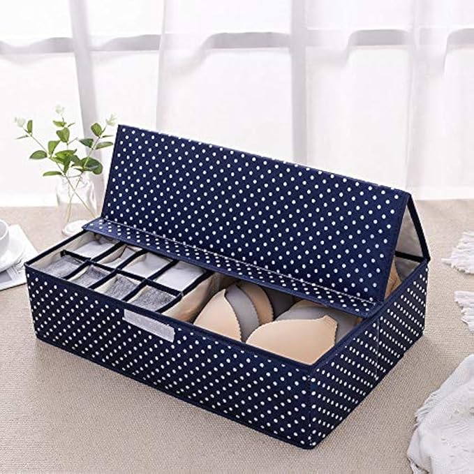 Innerwear Organizer 16+1 Compartment (Navy Blue Polka) - salesmania