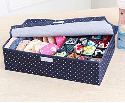 Innerwear Organizer 16+1 Compartment (Navy Blue Polka) - salesmania