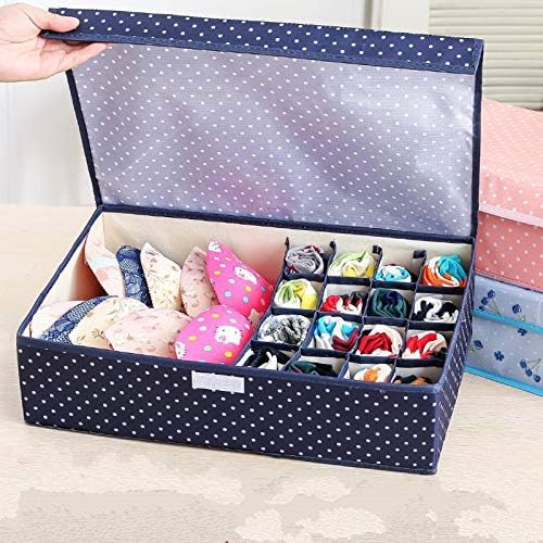 Innerwear Organizer 16+1 Compartment (Navy Blue Polka) - salesmania