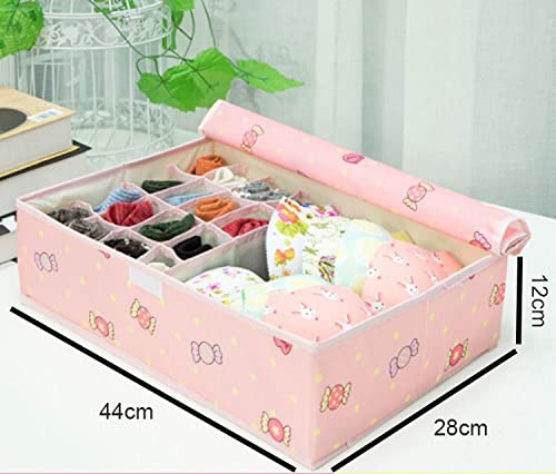 Innerwear Organizer 16+1 Compartment Non Woven Foldable Fabric Storage Box for Closet - (Pink Candy) - salesmania