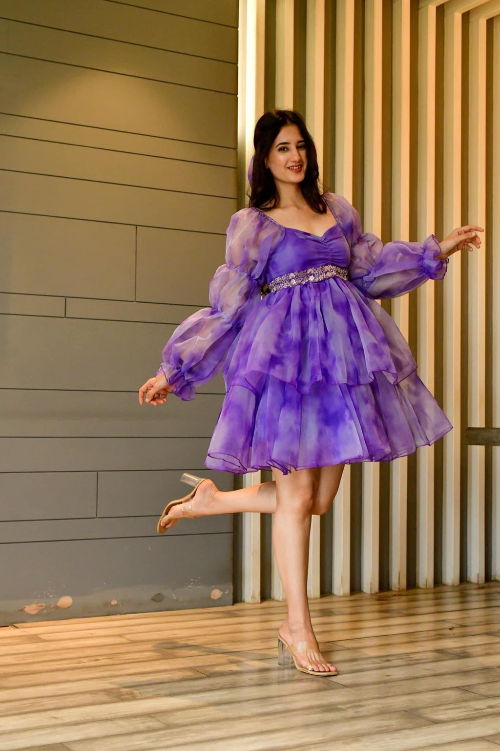 Isabella purple organza dress - salesmania