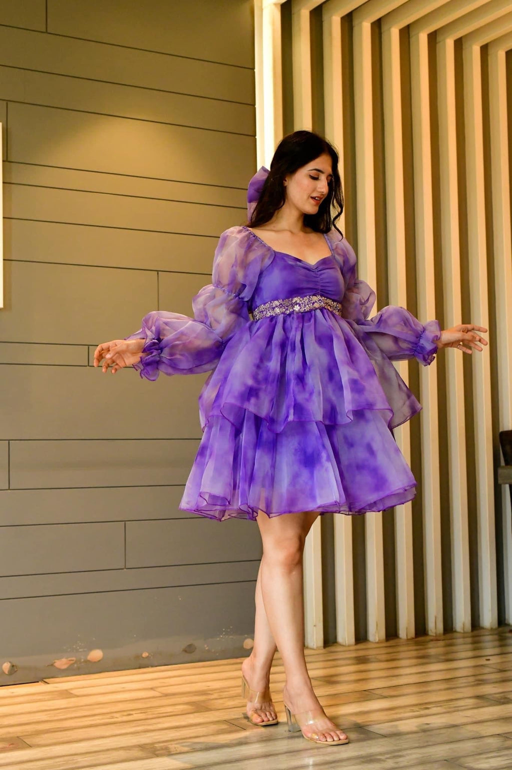 Isabella purple organza dress - salesmania
