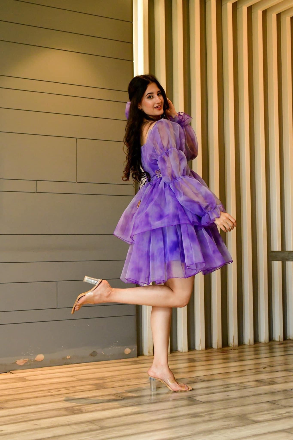 Isabella purple organza dress - salesmania