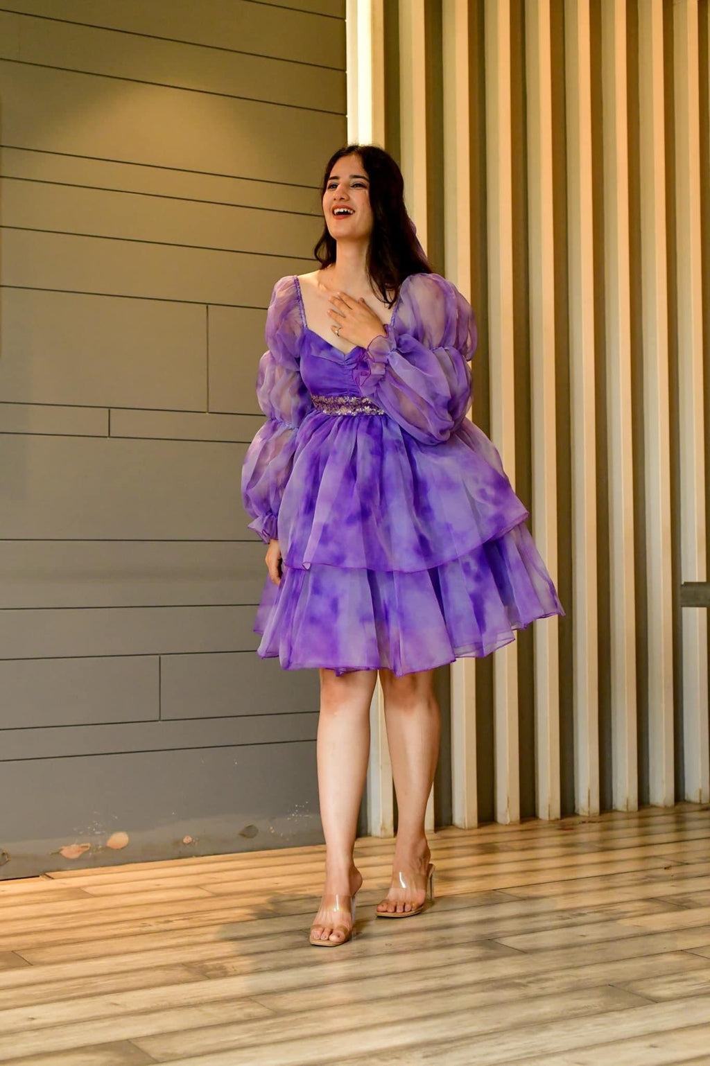 Isabella purple organza dress - salesmania