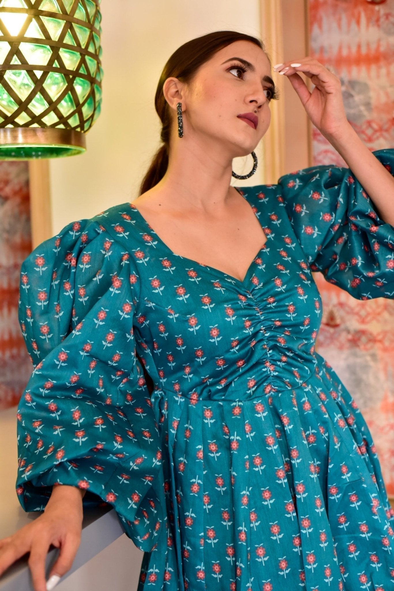 kyrstle green chanderi dress - salesmania