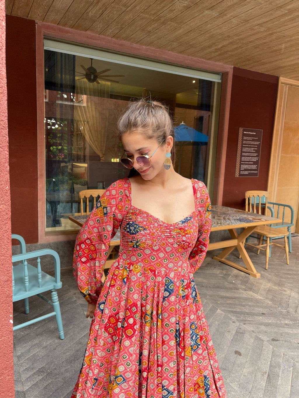 laksha peach knee length dress - salesmania