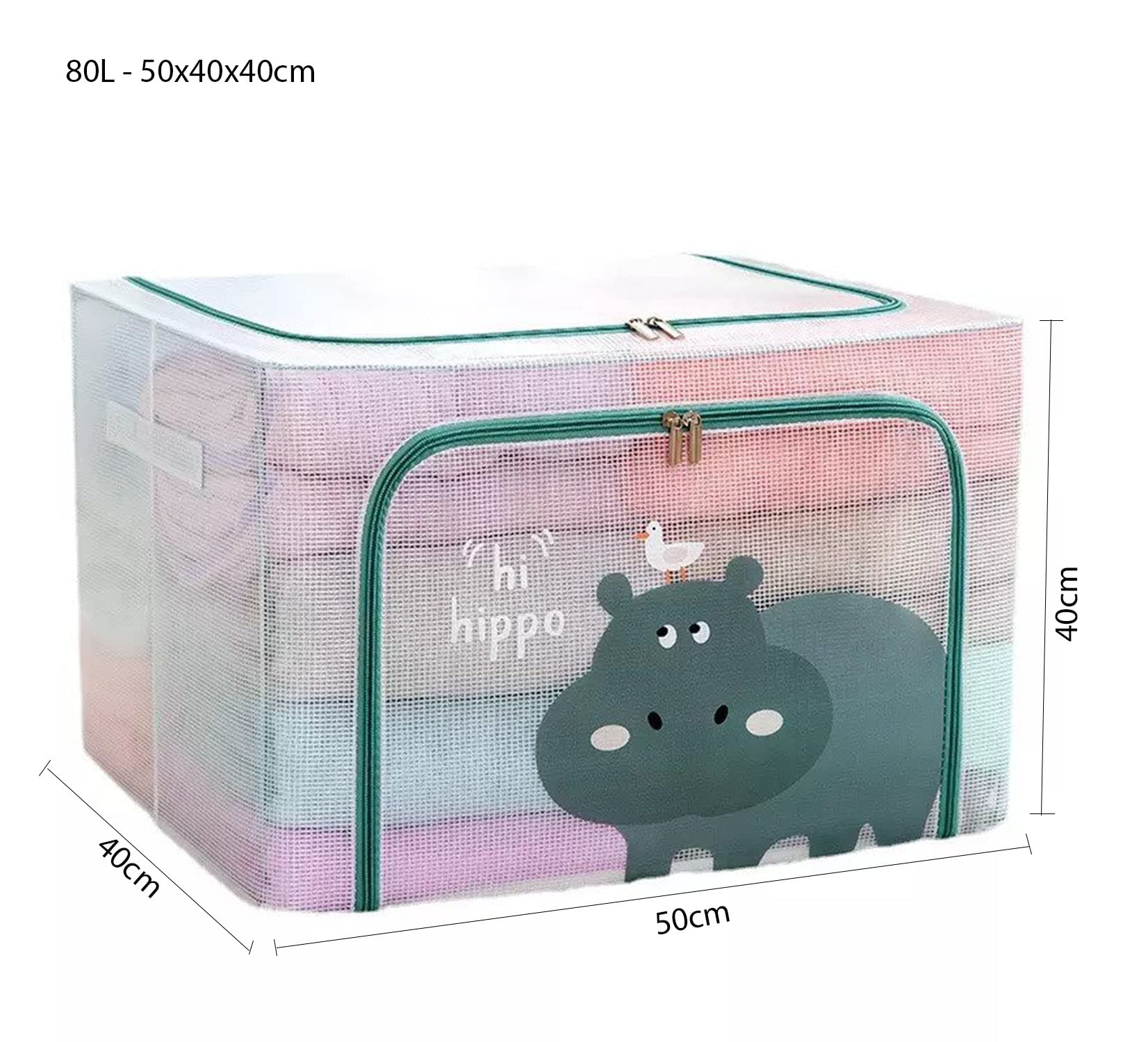 Large Capacity Transparent Foldable Clothing Storage Box - Hippo - salesmania