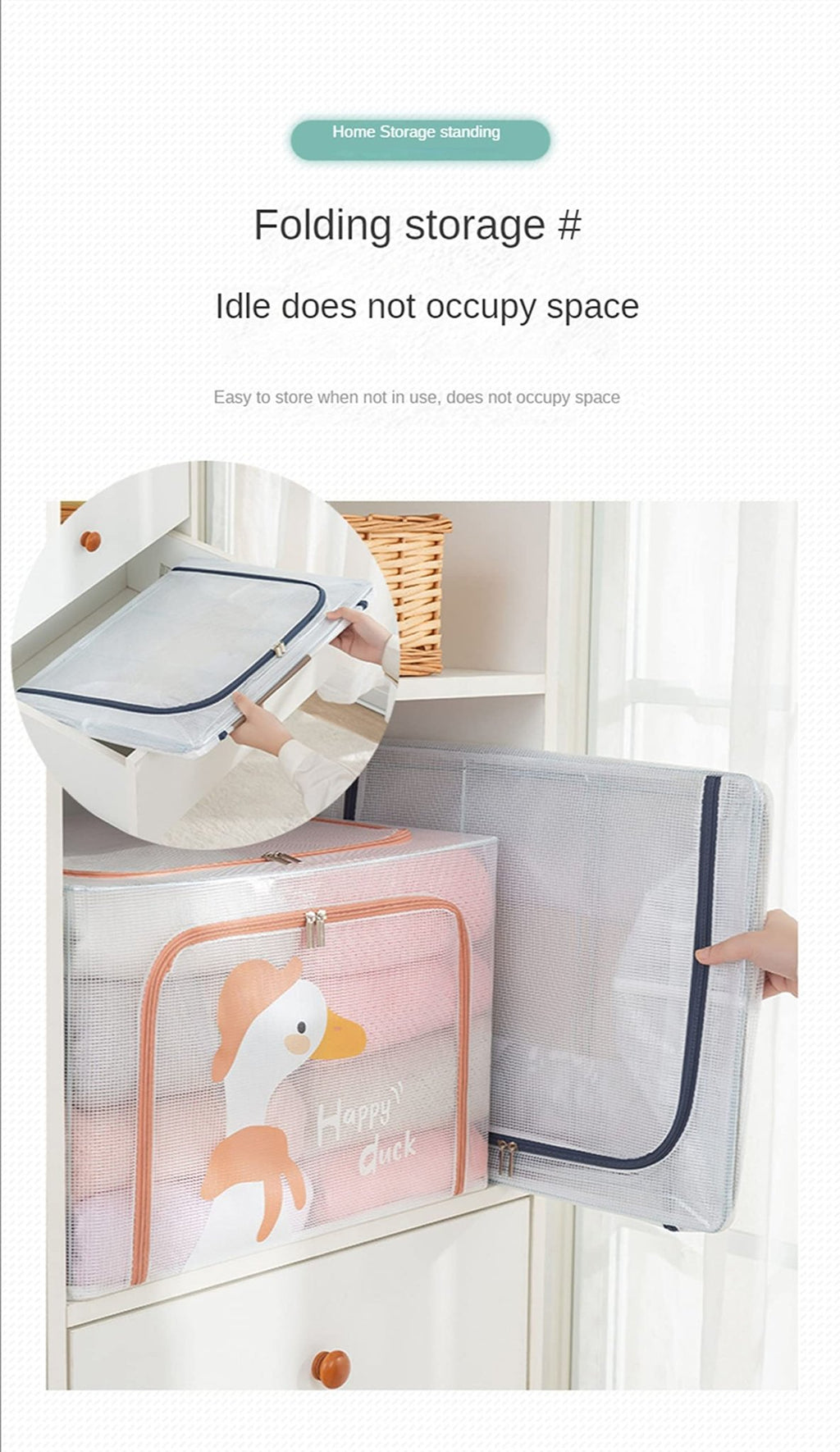 Large Capacity Transparent Foldable Clothing Storage Box - Hippo - salesmania