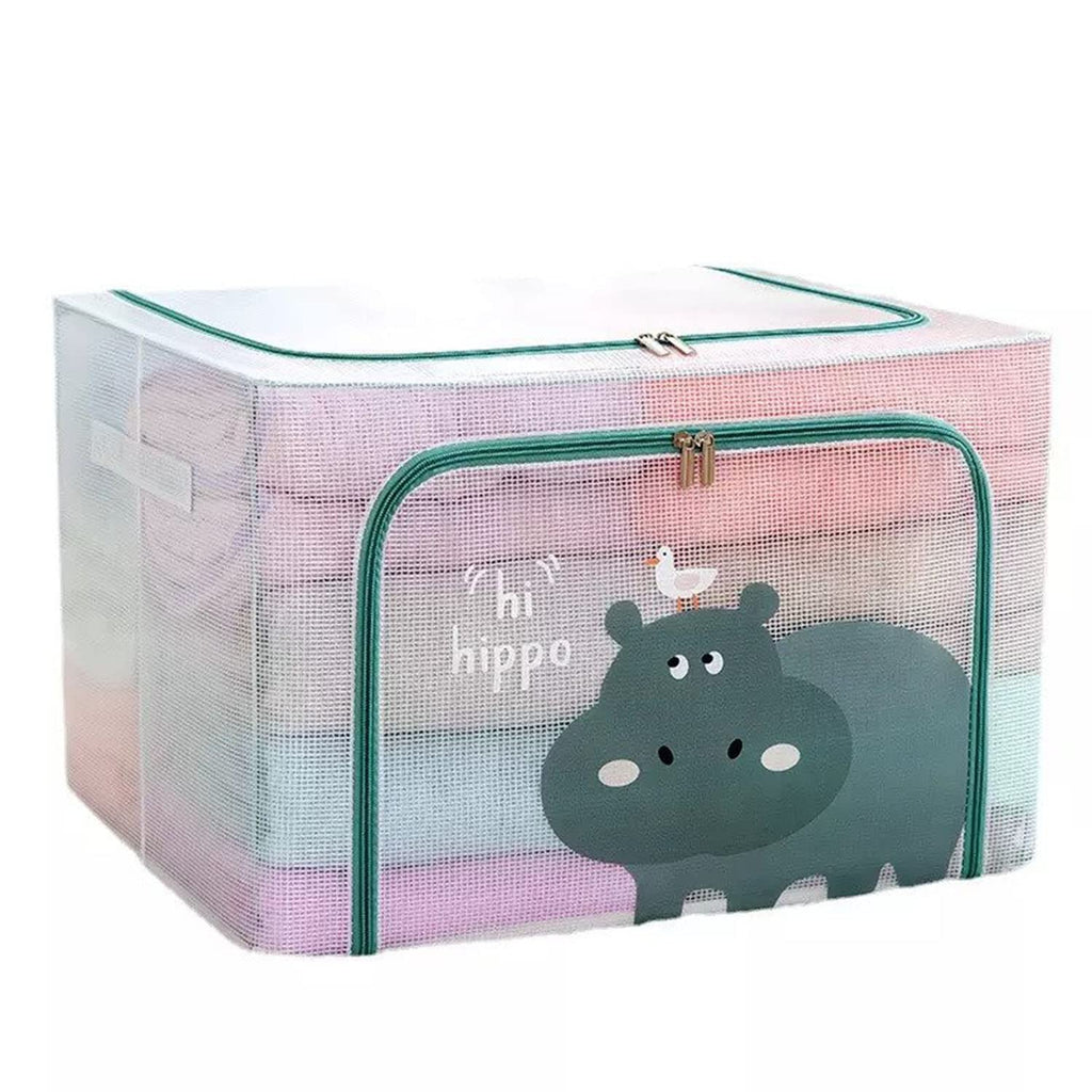 Large Capacity Transparent Foldable Clothing Storage Box - Hippo - salesmania
