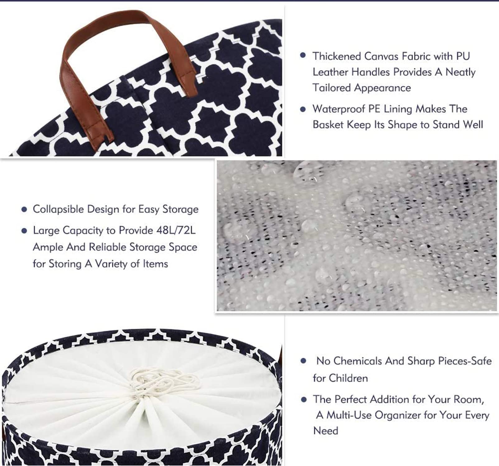 Laundry Basket with Handle - Black Diamond - salesmania