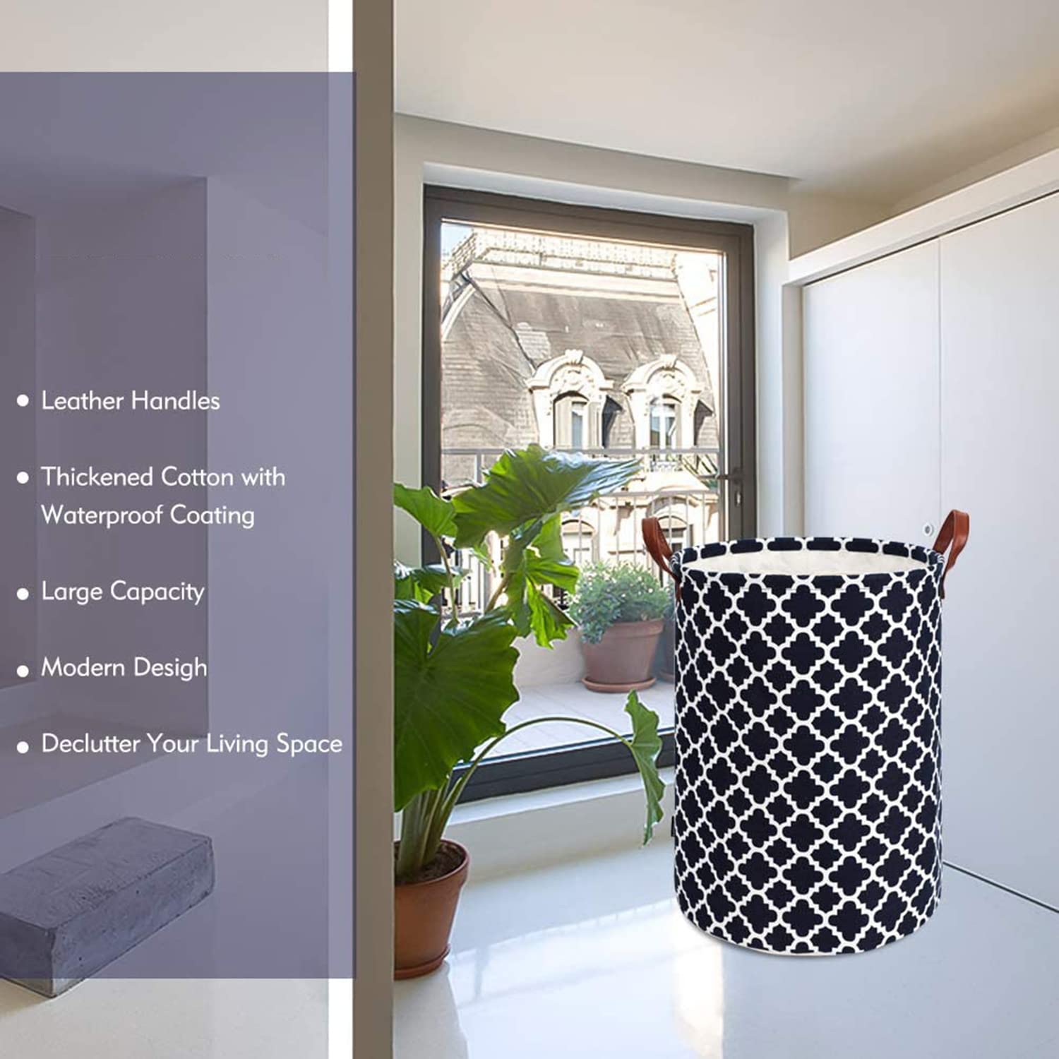 Laundry Basket with Handle - Black Diamond - salesmania