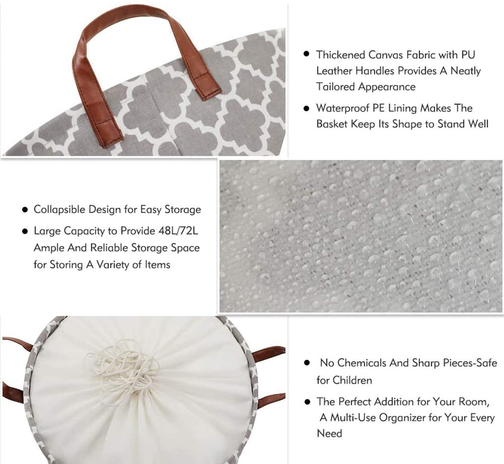 Laundry Basket with Handle - Grey Diamond - salesmania