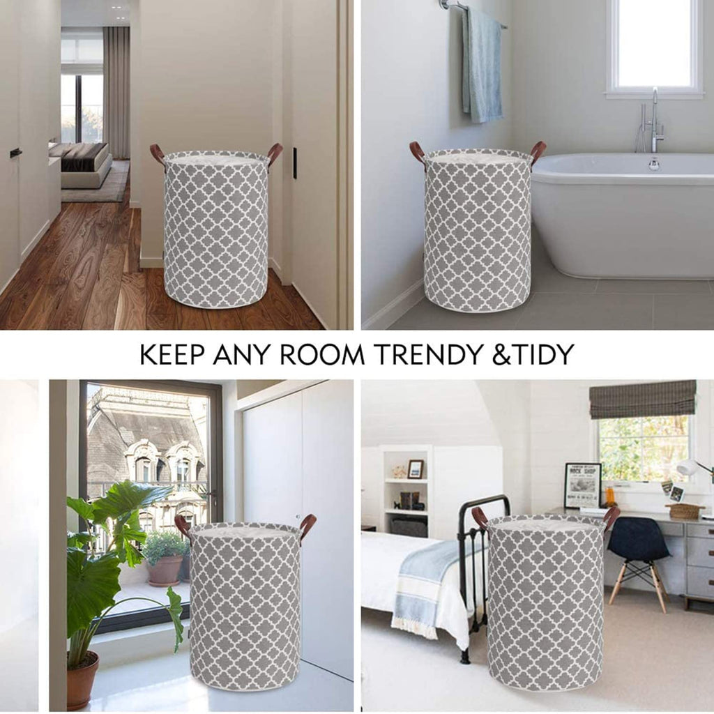Laundry Basket with Handle - Grey Diamond - salesmania