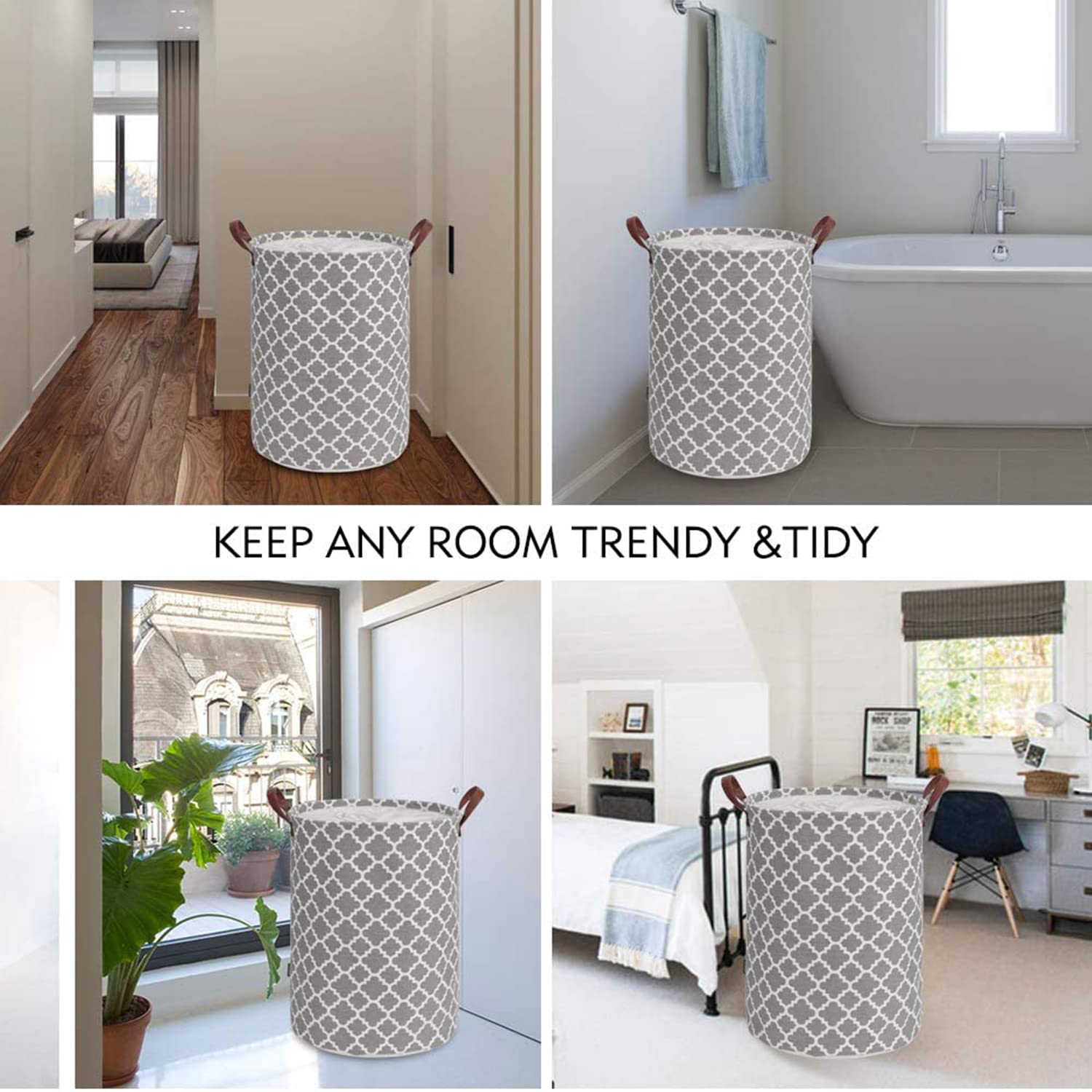 Laundry Basket with Handle - Grey Diamond - salesmania