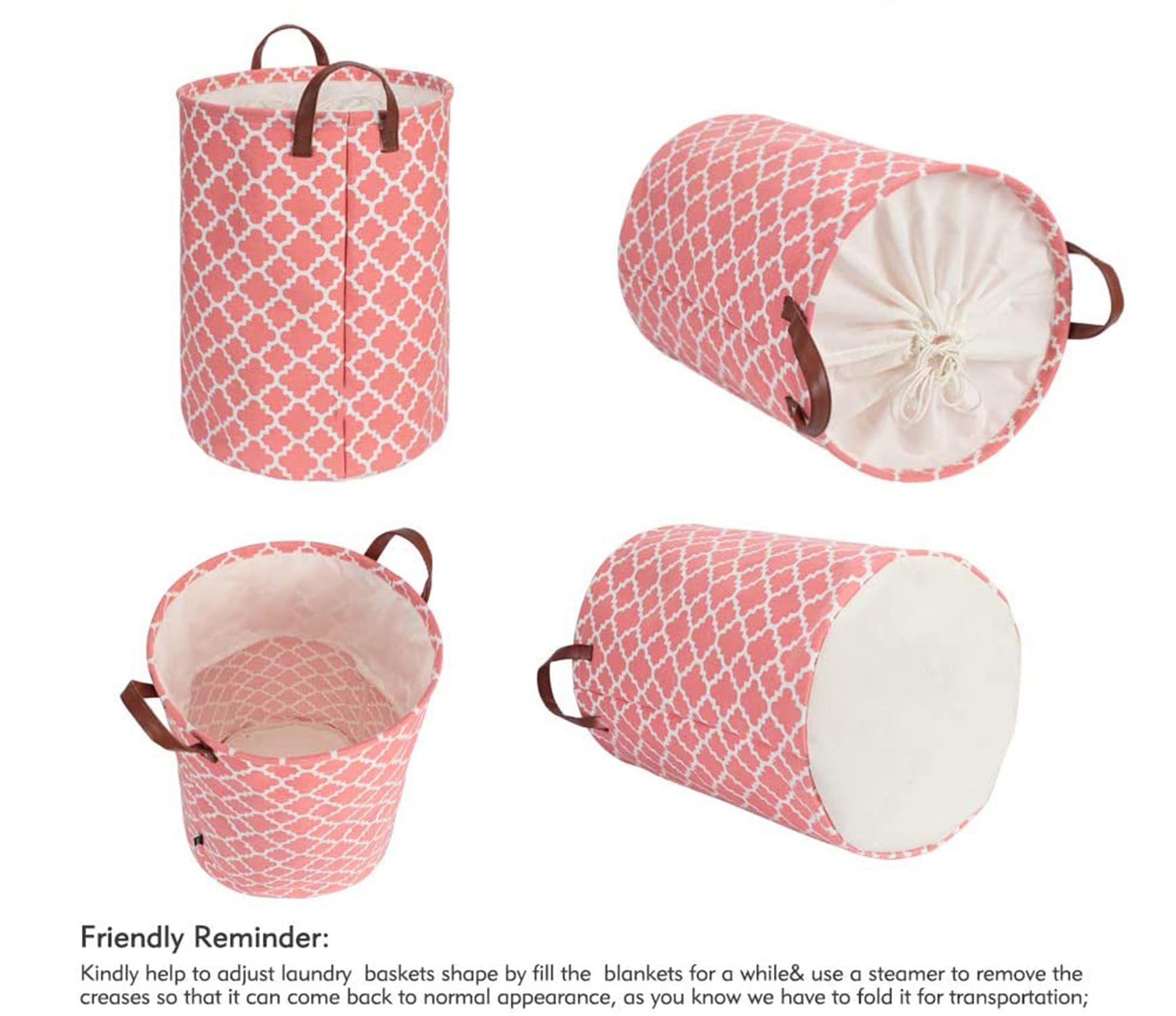 Laundry Basket with Handle - Pink Diamond - salesmania