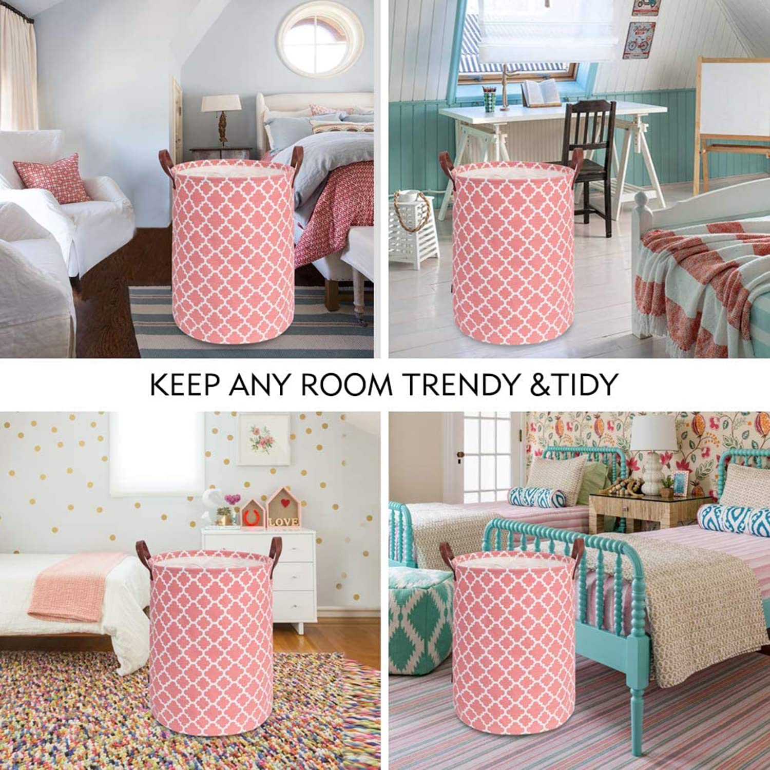 Laundry Basket with Handle - Pink Diamond - salesmania