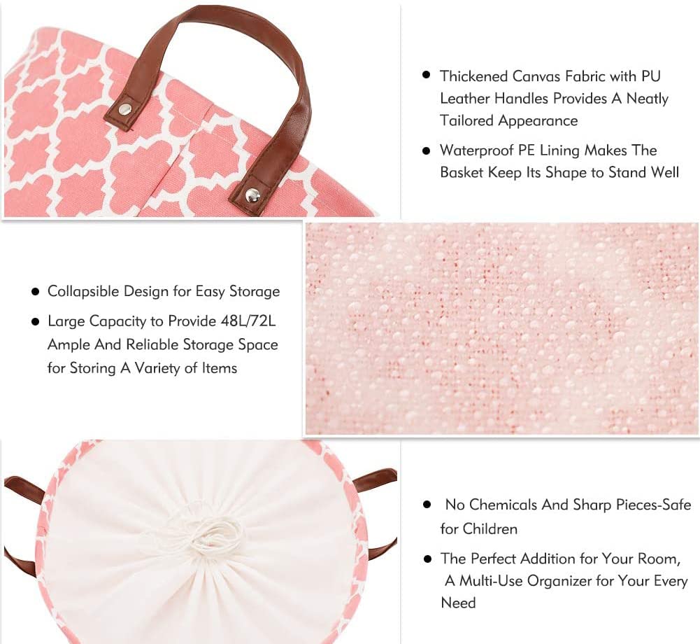 Laundry Basket with Handle - Pink Diamond - salesmania