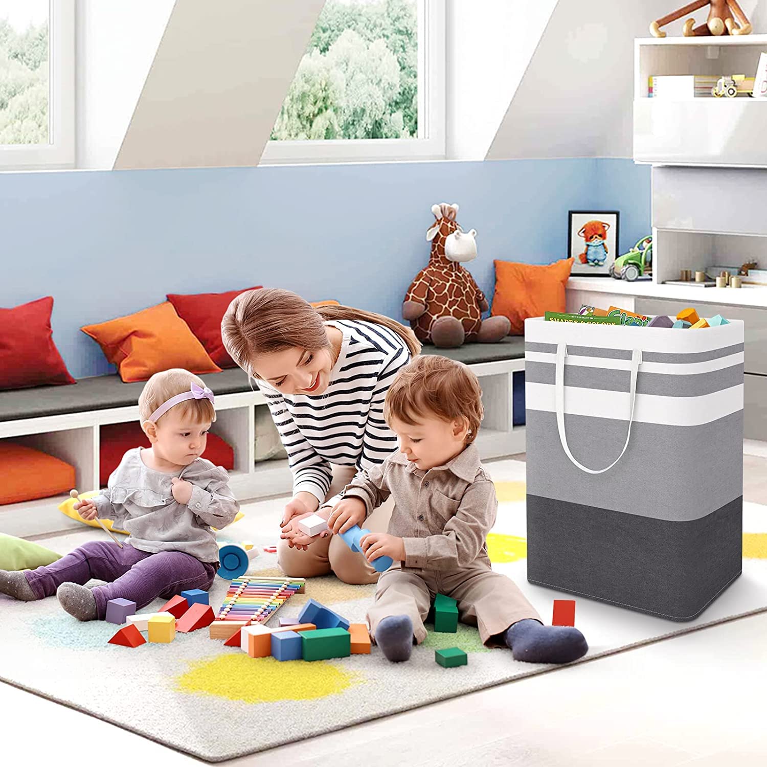 Laundry Hamper Collapsible(Gradient Stipe) - salesmania