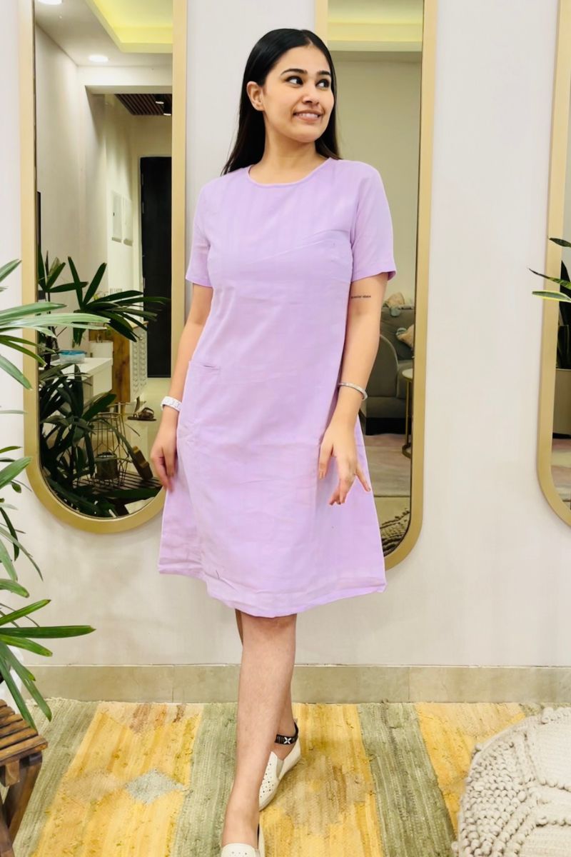 LAVENDER EMBROIDERED SHIFT DRESS - salesmania