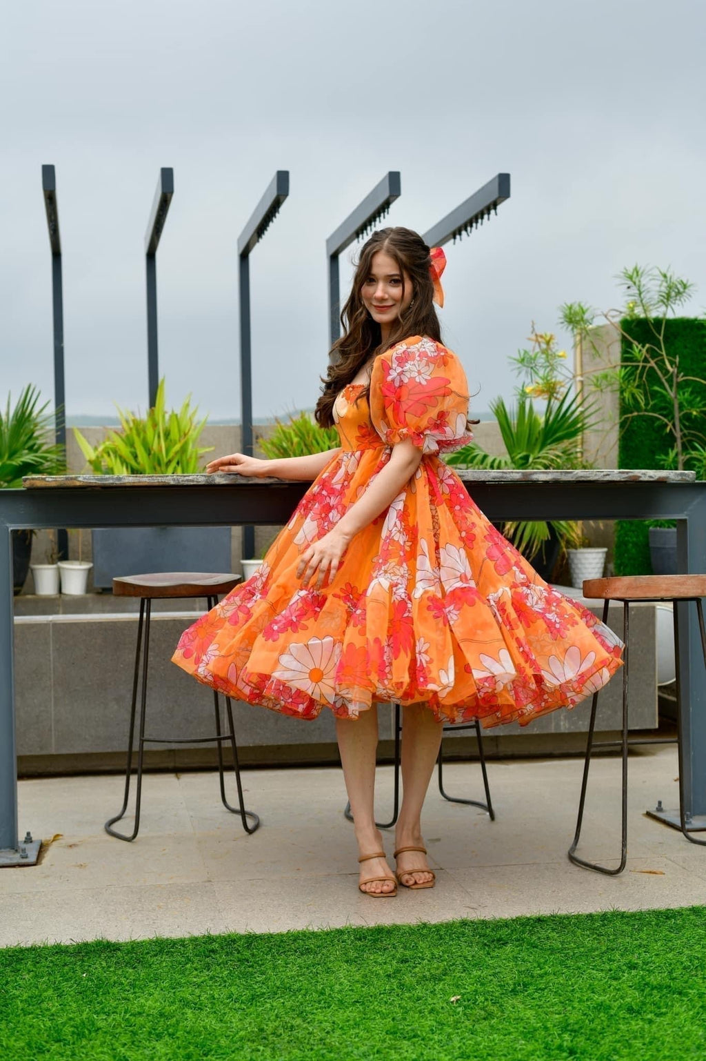 Layla organza printed dress - salesmania