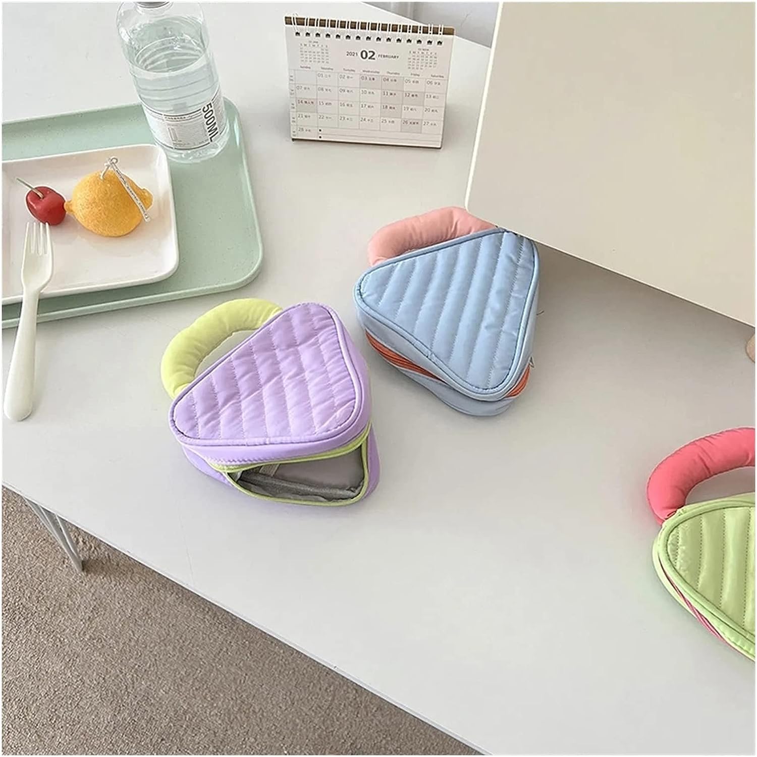 Makeup Organizer Travel Toiletry Bag Macaroon - Colored with Handle - salesmania