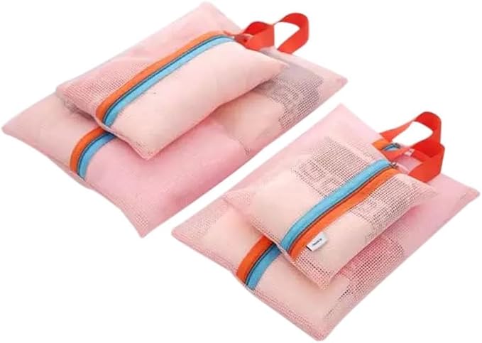 Mesh Zipper Pouch Multipurpose Travel Mesh Bag (Orange) - salesmania