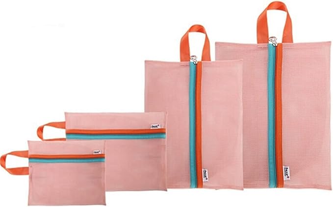 Mesh Zipper Pouch Multipurpose Travel Mesh Bag (Orange) - salesmania