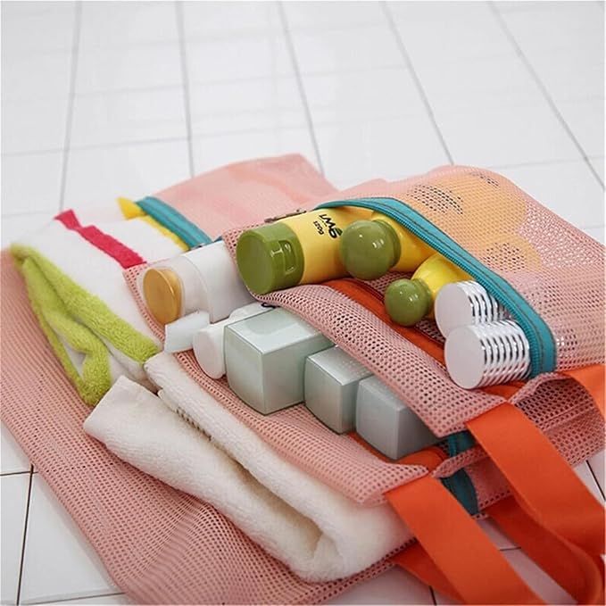 Mesh Zipper Pouch Multipurpose Travel Mesh Bag (Orange) - salesmania