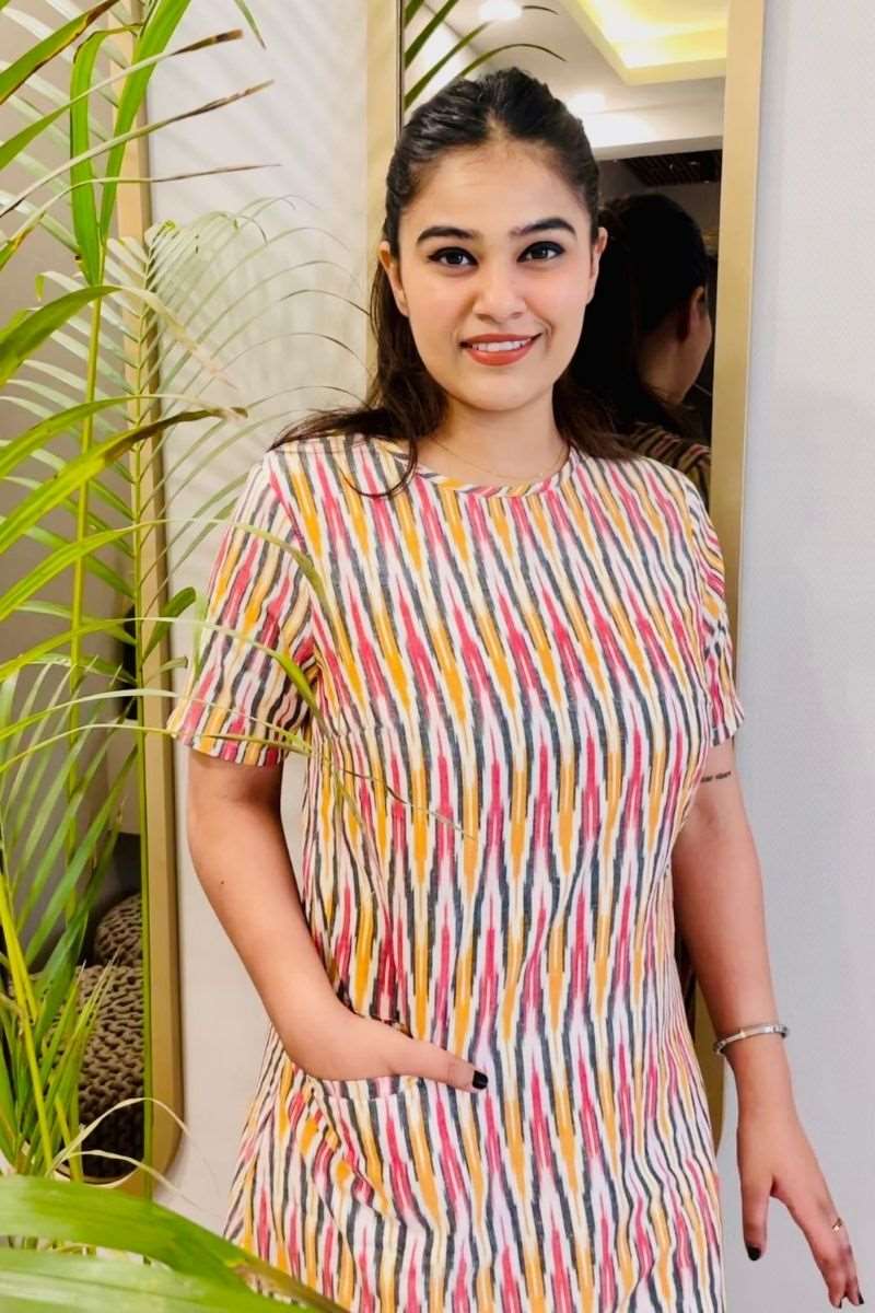 MULTI - COLOR IKAT SHIFT DRESS - salesmania