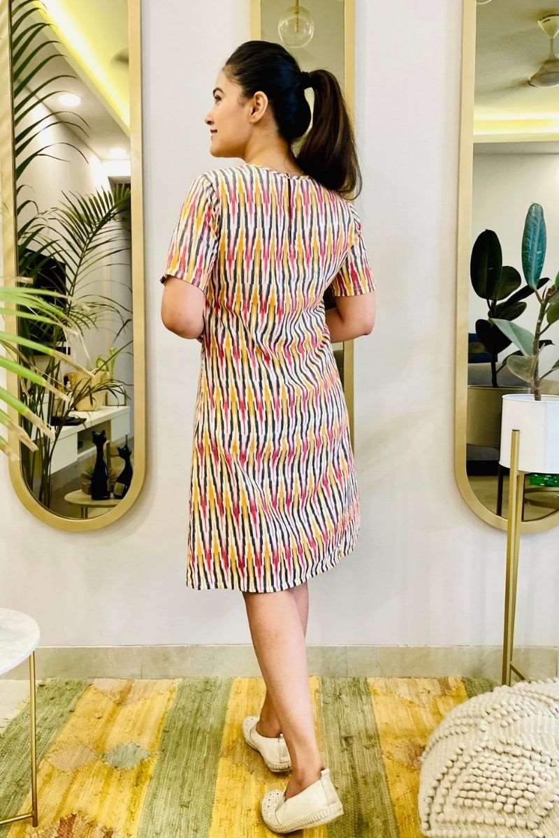MULTI - COLOR IKAT SHIFT DRESS - salesmania