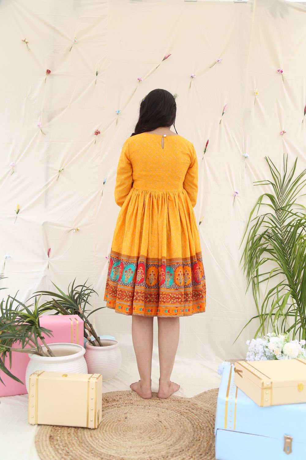 MUSTARD COTTON DRESS - salesmania