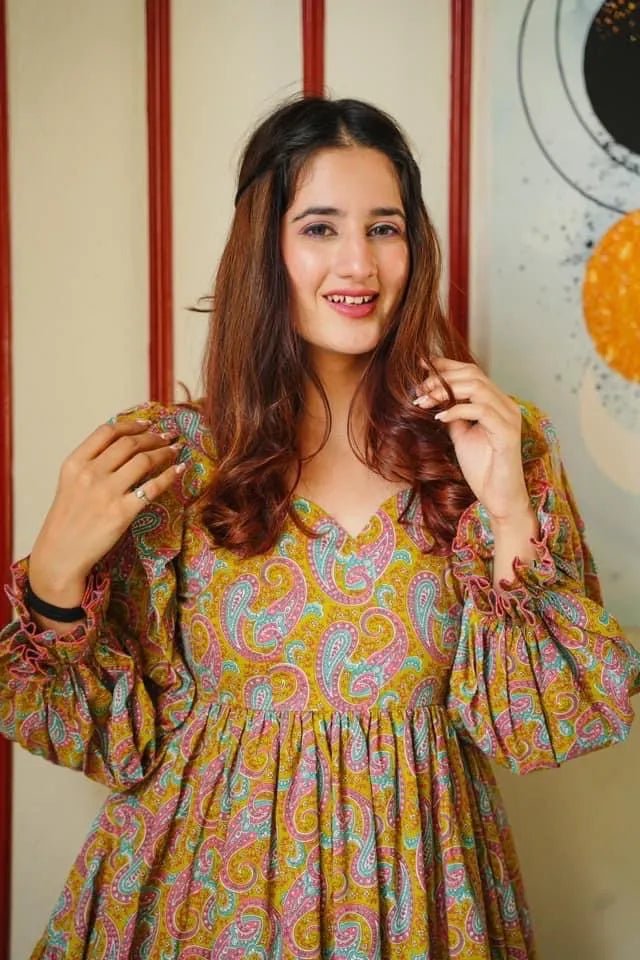 mustard paisley tiered dress - salesmania