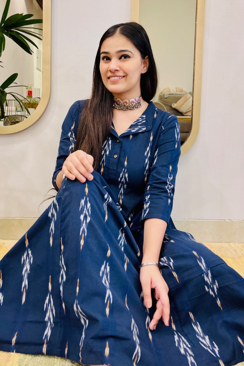 NAVY IKAT BOHO DRESS - salesmania